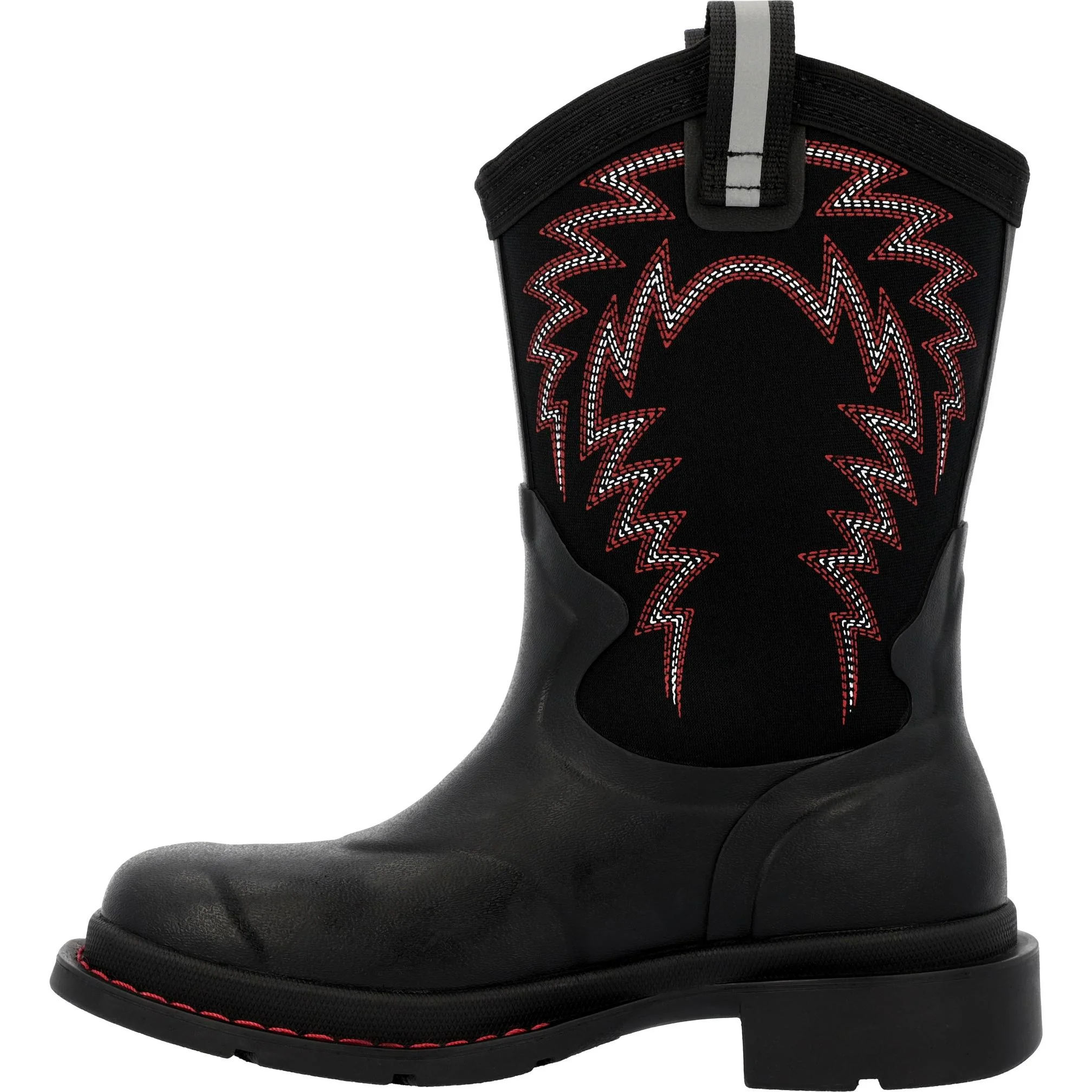 Muck Footwear Kids CHORE WESTERN BIG BLACK/RED STITCH - Image 3