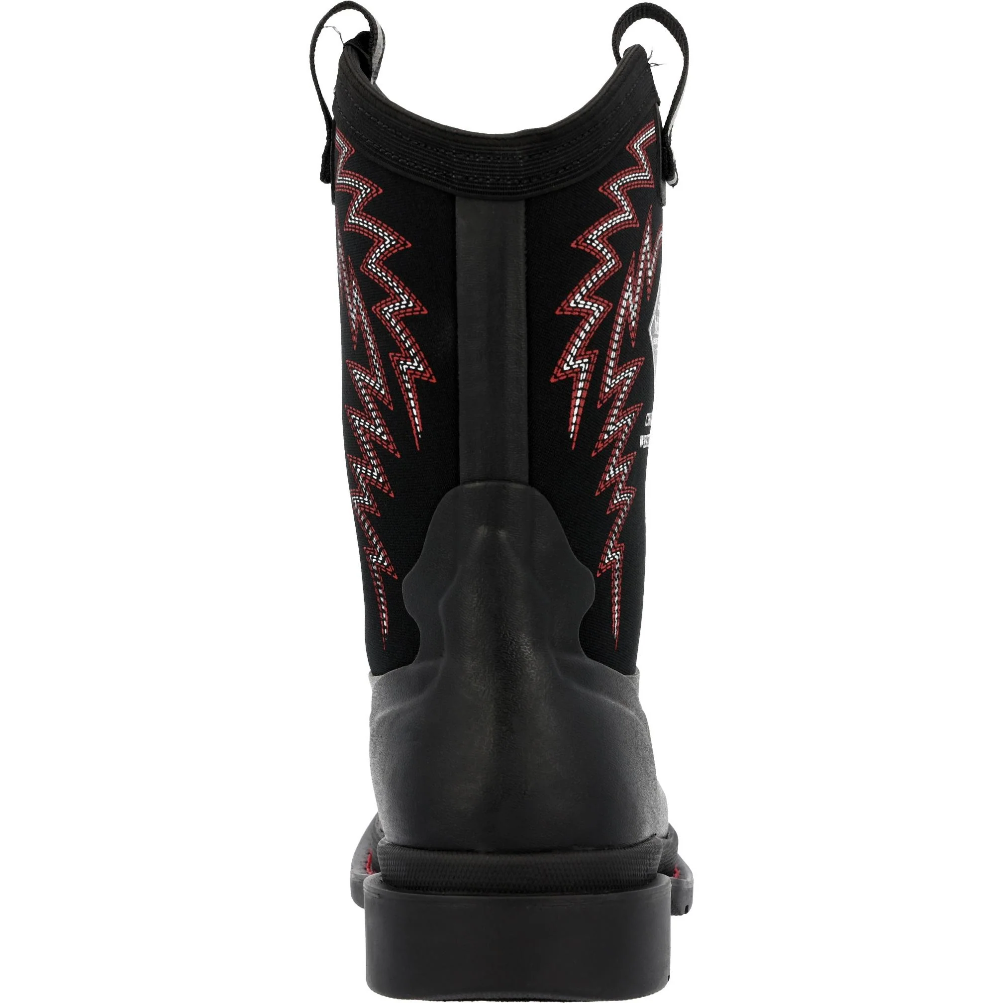 Muck Footwear Kids CHORE WESTERN BIG BLACK/RED STITCH - Image 7