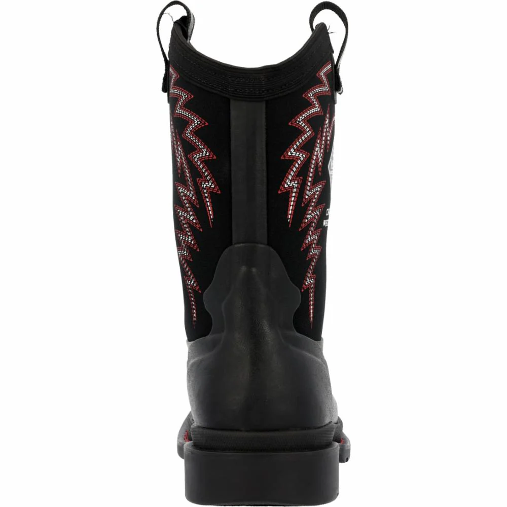 Muck Footwear Kids CHORE WESTERN LITTLE BLACK/RED STITCH - Image 5