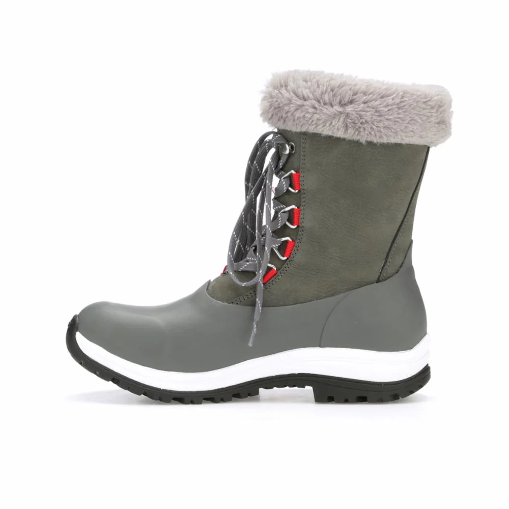 Muck Footwear Women ARCTIC APRES LACE VIBRAM ARCTIC GRIP MID GREY/RED - Image 4